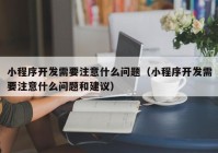 小程序开发需要注意什么问题（小程序开发需要注意什么问题和建议）