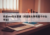 抖音seo优化靠谱（抖音优化账号是个什么平台）